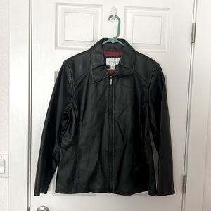 Black leather coat - large. Like new.